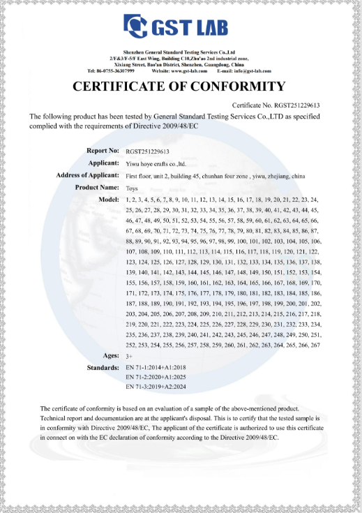 Certificat de conformité CE GST Lab